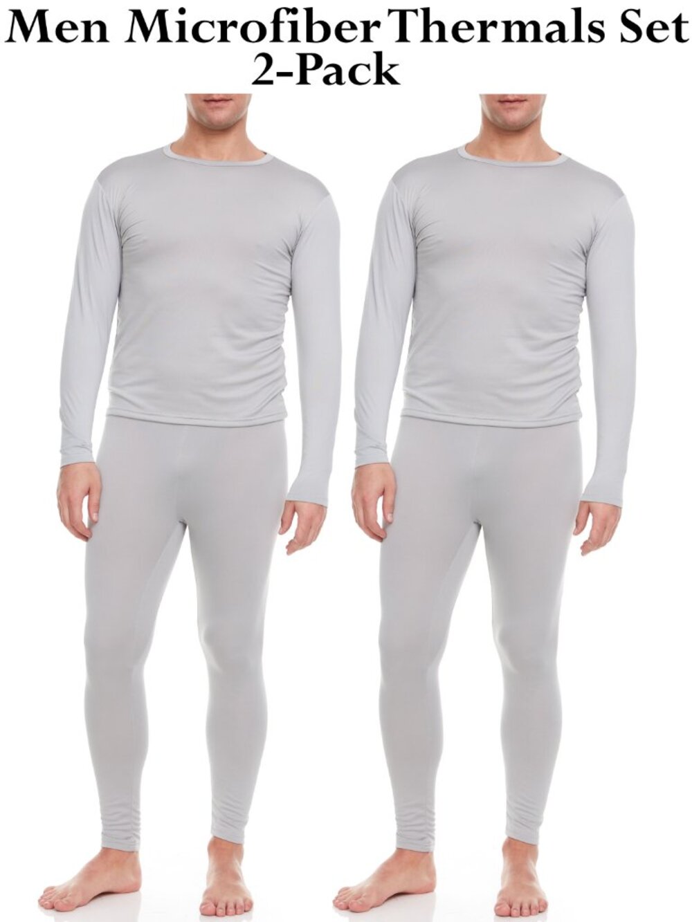 Men’s Microfiber Thermal Underwear Set 2 Pack Base Layer Long Johns Winter Warm